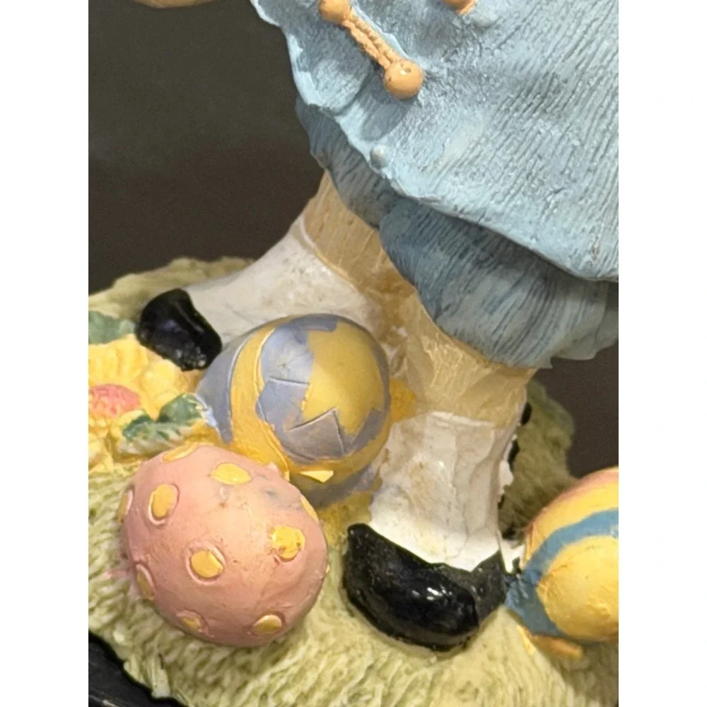 Bently Bunny 1994 Easter Bunny Rabbit Figurine Blue Coat Eggs‎ Flowers Gentleman